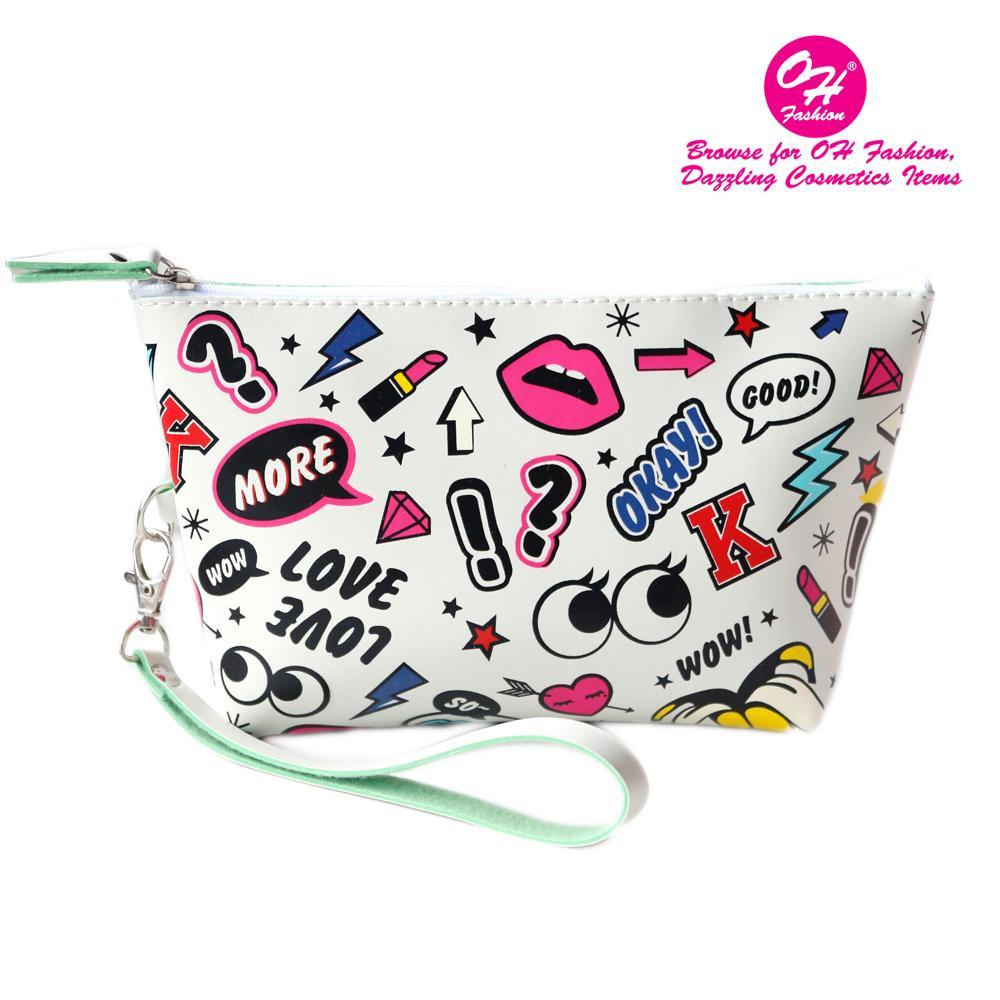 Bolsa de maquillaje con mecedoras en color blanco