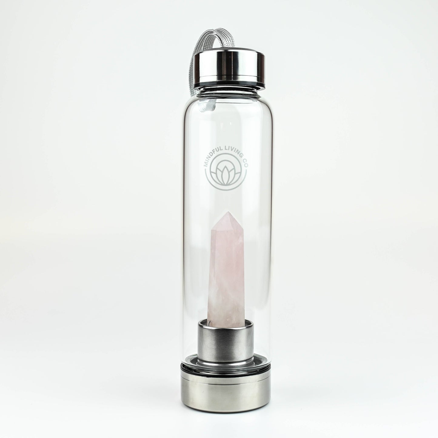 Crystal Clear Wand Water Bottle –  Rose Quartz - Love & Calm