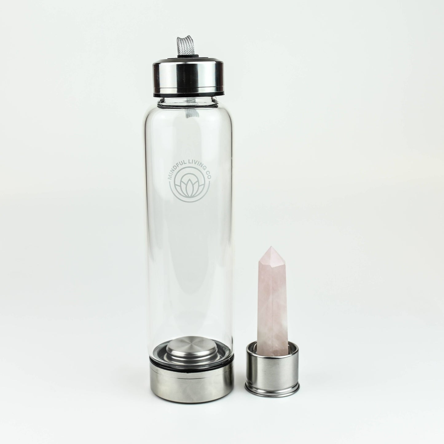 Crystal Clear Wand Water Bottle –  Rose Quartz - Love & Calm