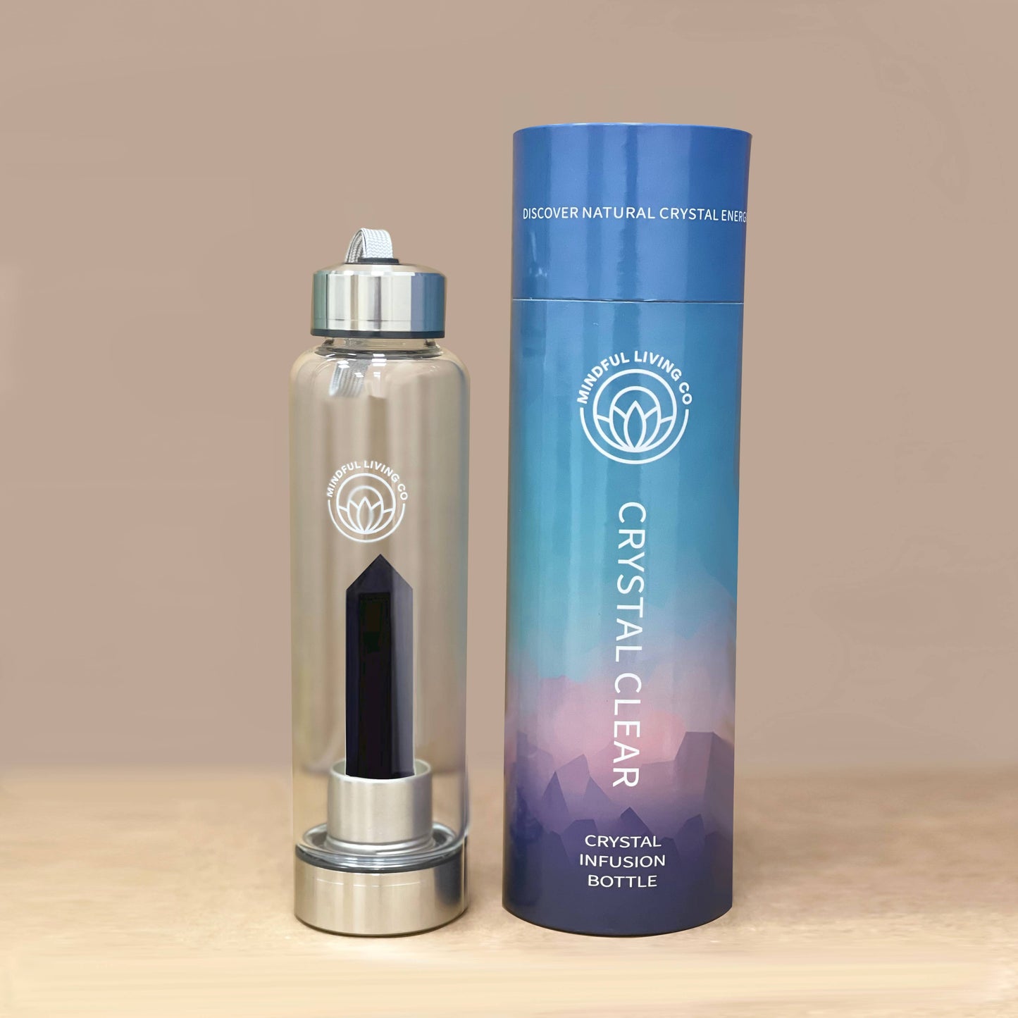 Crystal Clear Wand Water Bottle  - Obsidian