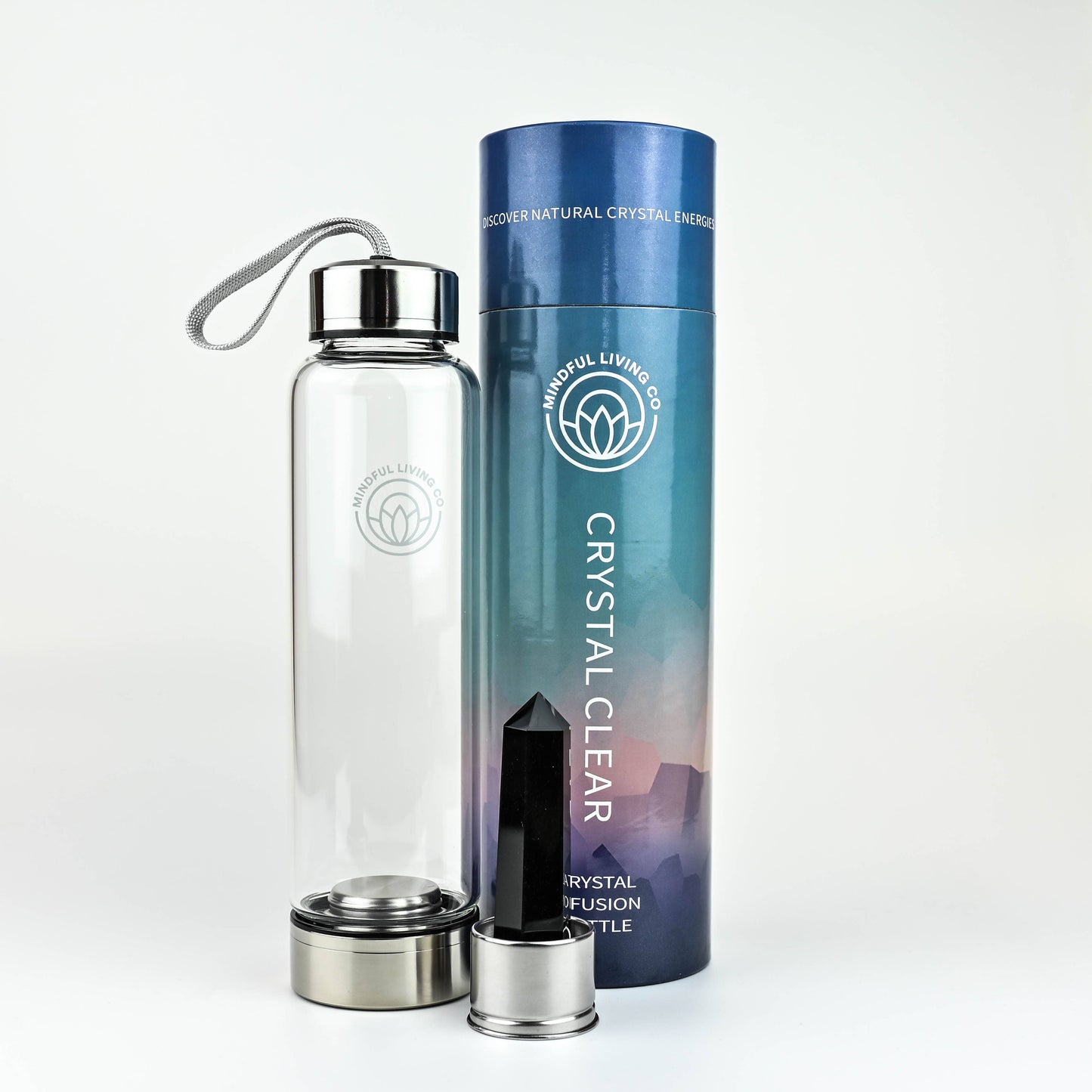 Crystal Clear Wand Water Bottle  - Obsidian