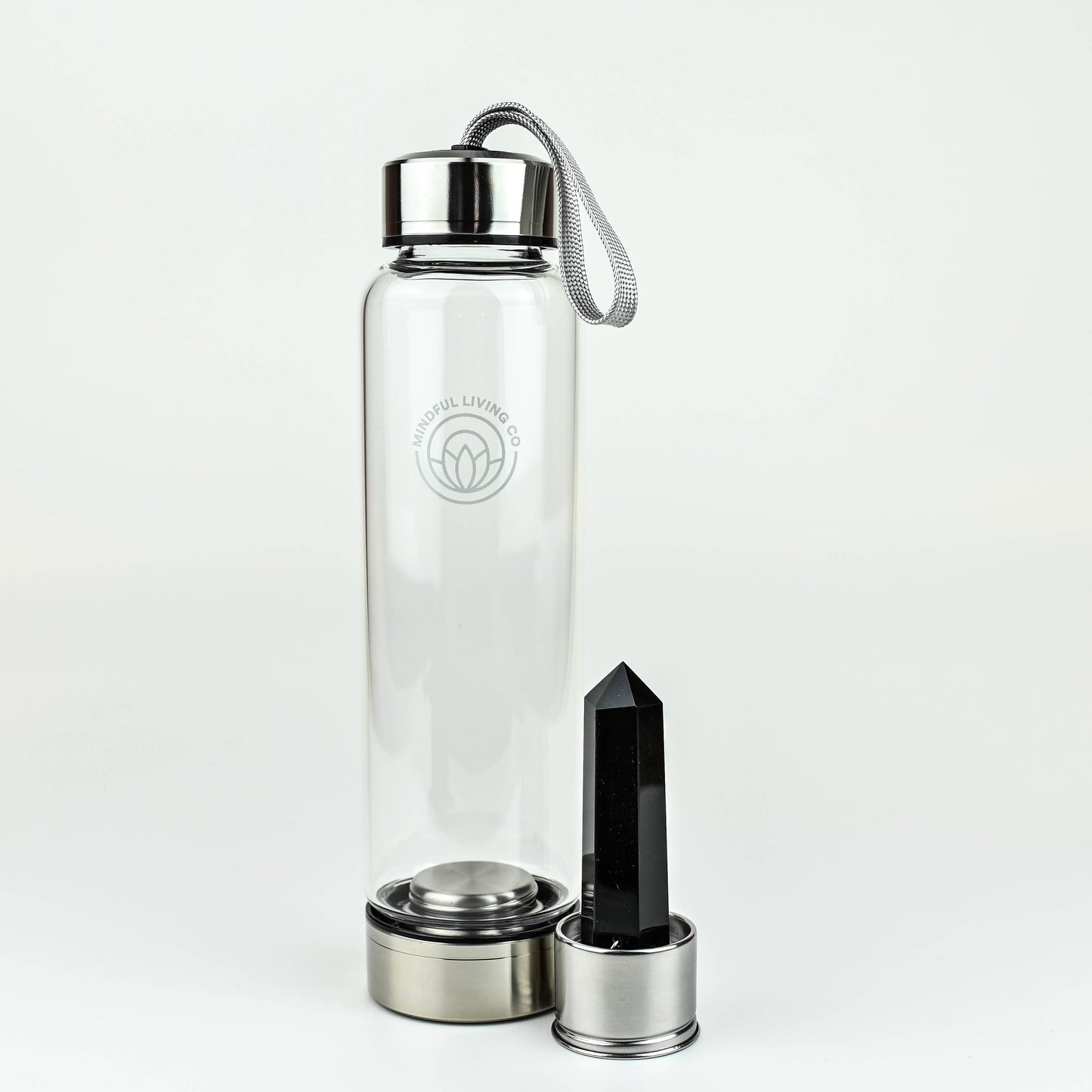 Crystal Clear Wand Water Bottle  - Obsidian