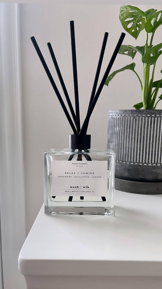 Relax and Unwind | Reed Diffuser | Clear Bottle with Reeds