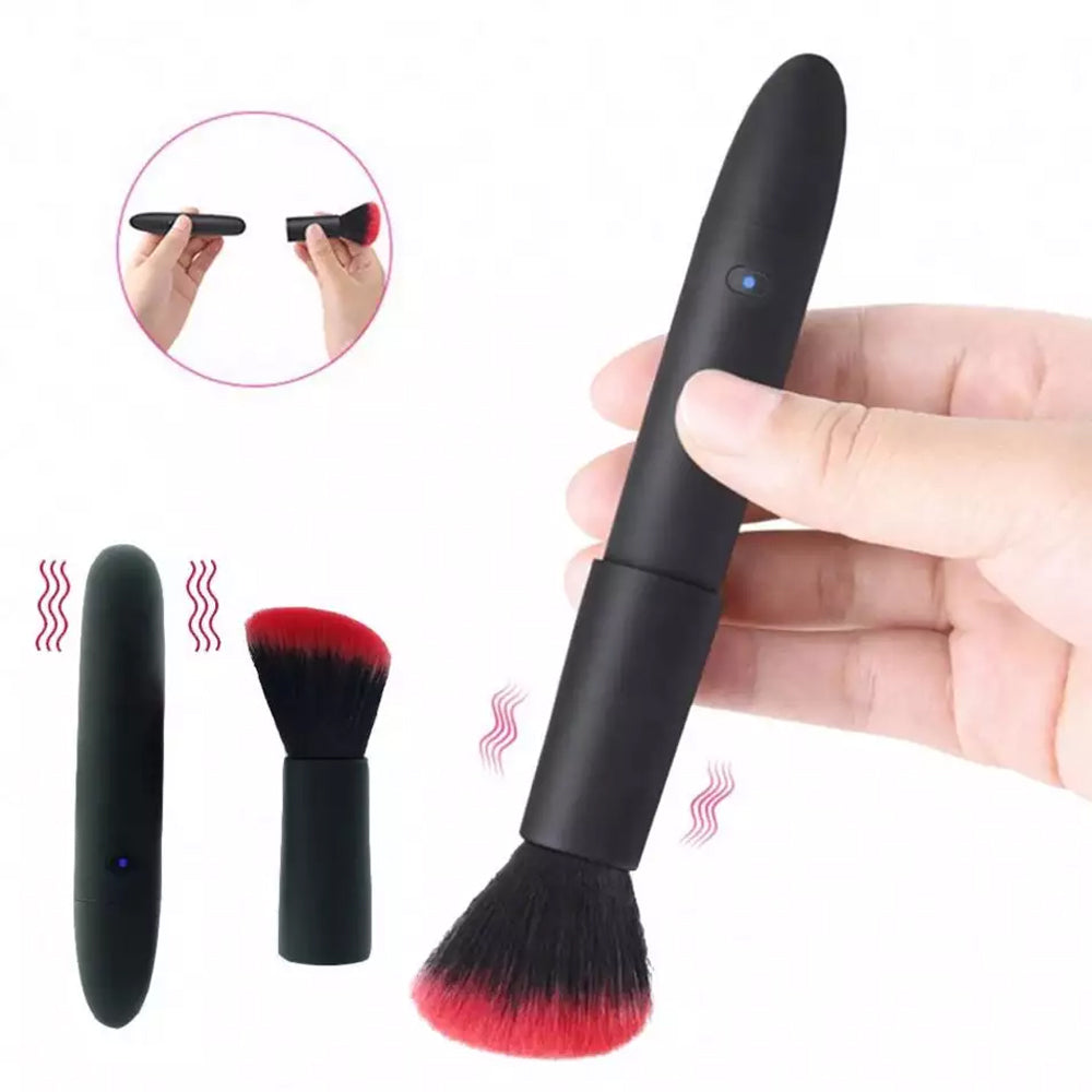 Pincel de maquillaje de silicona con puerto USB y vibrador tipo bala