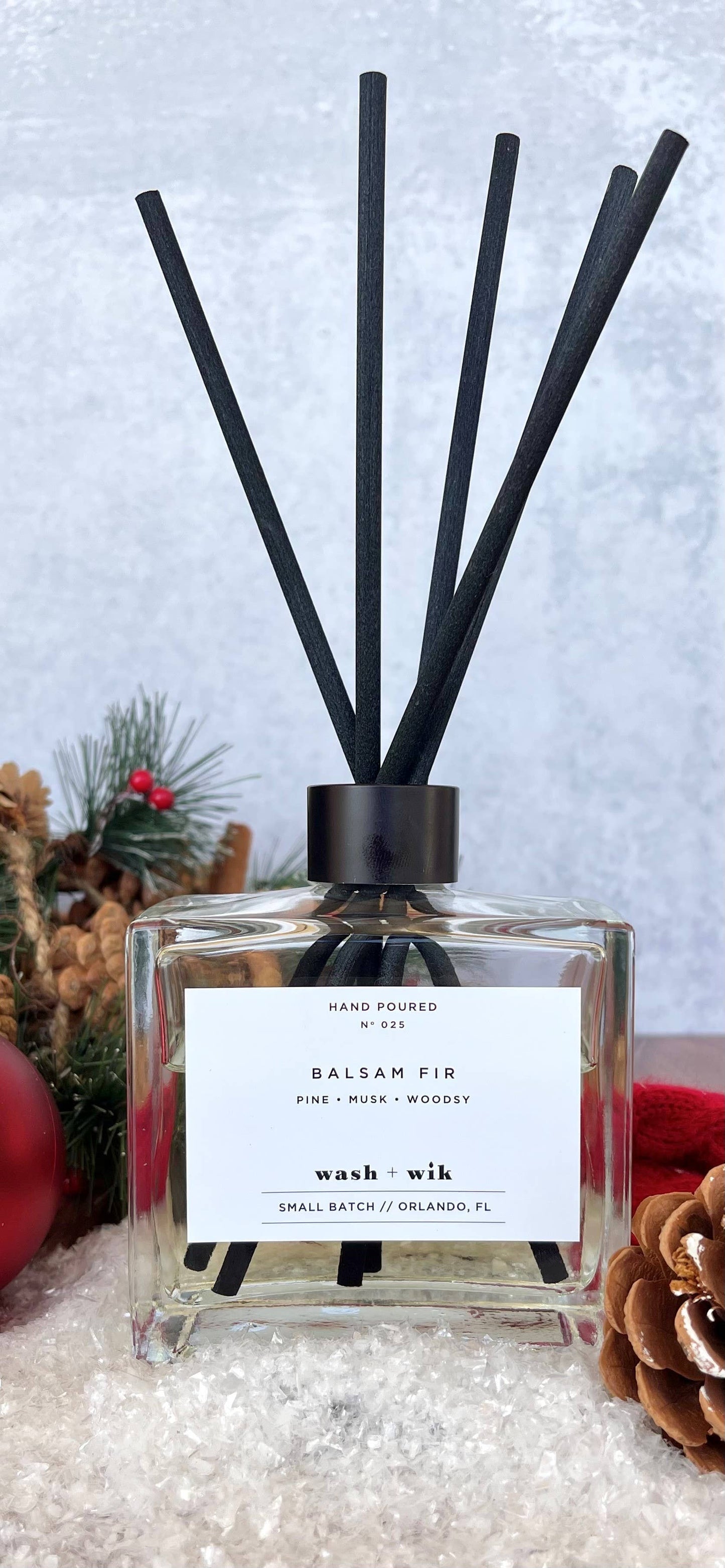 Balsam Fir | Reed Diffuser | Clear Bottle with Reeds